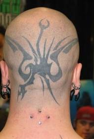 men's head black flying monster dragon tattoo pattern