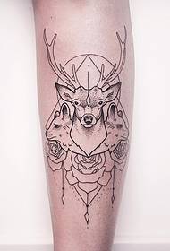 teleći losos jelena Rose geometrijski uzorak linije tetovaža