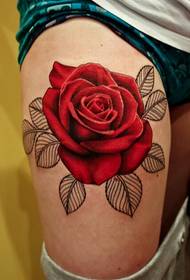 татуировка бедра красивая роза тату