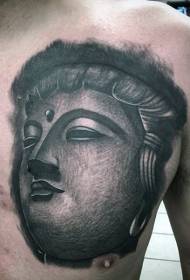 rinnassa musta harmaa tyyli kuten Buddhan avatar-tatuointikuvio