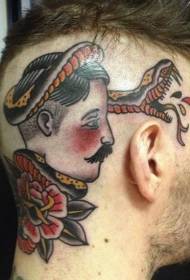 shkolla e vjetër me kokë lulesh gjarpri me modelin e tatuazheve me avatar