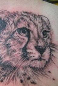 gray leopard head tattoo pattern