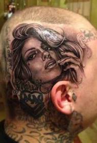 главата заводлива жена портрет шема на тетоважи