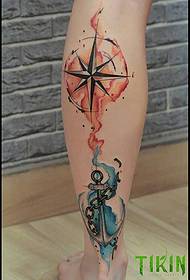 keal kompas anker splash inketkleur tatoetmuster