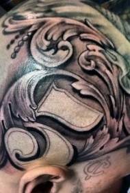 главата црно-бела цветна личност шема на тетоважи
