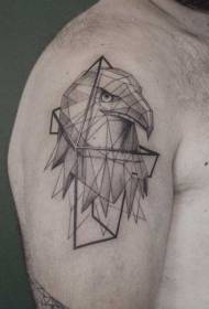 schouder geometrische stijl zwarte adelaar hoofd tattoo patroon