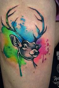 comb splash tinta színű jávorszarvas tetoválás minta