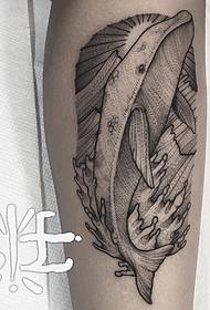patró de tatuatge de paisatge dofí europeu i americà