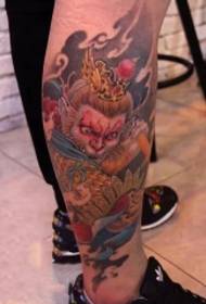 calf fight victory Buddha painting Tattoo pattern