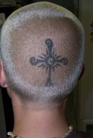 modello di tatuaggio croce nera riccia testa