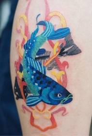 kalikê Pîvana tattooê ya squid a rengîn