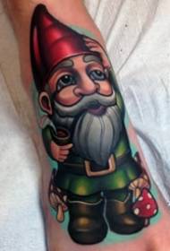 мультфільм старий татуювання людина _10 нога маленький короткий милий червоний капелюх старий мультфільм татуювання малюнок