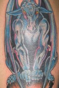 patrón de tatuaje de gárgola de cabeza de cabra azul