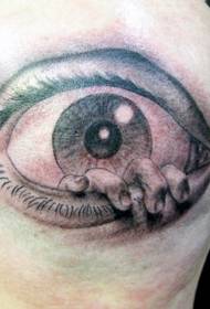 testa spaventosa occhi neri con motivo a tatuaggio a mano