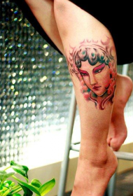 trend beautiful woman legs flower tattoo pattern