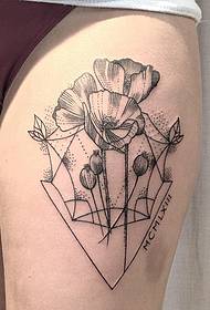 Oberschenkel kleine frische sexy geometrische Mohn Tattoo-Muster