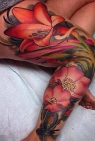 ragazze gambe dipinte acquarellu personalità creativa belli ritratti di tatuaggi di fiori