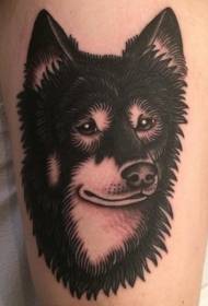 dij swart fertrietlik wolfkop Tattoo-patroan