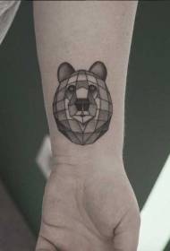 plaukstas locītavas melnā multfilmas lāča galvas tetovējuma raksts