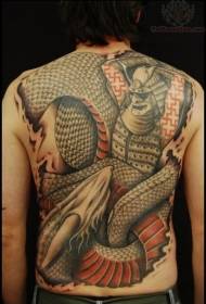 back samurai and monster እባ tattoo ስርዓተ-ጥለት