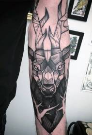braccio tatuaggio stile linea nera testa di cervo modello tatuaggio