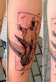 mkono sketch wakuda ma Rhinoceros mutu tattoo pateni