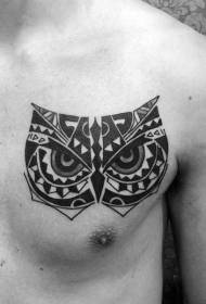 Tribal Style Owl hlava hrudníku tetování vzor