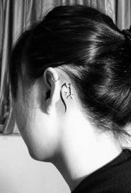 girl ear cute totem cat tattoo pattern
