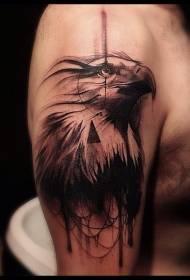 modello di tatuaggio testa di aquila nero di bell'aspetto intaglio braccio grande