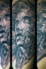 Ceniza negra rota Medusa avatar tatuaje patrón
