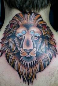 hrbtni barvni vzorec tetovaže z levjo glavo