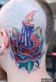 kopf tattoo muster: kopf farbe kerze rose tattoo muster