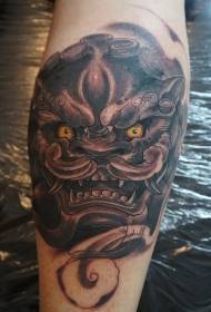 Modèle de tatouage tête de lion de style chinois