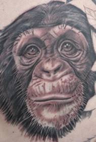 tatuu di tatu di chimpanzee neru grisgiu neru
