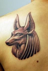 tillbaka gamla skolan Anubis gud huvud tatuering mönster