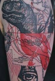 boom Culoare inimă dinozaur cap de flori model de tatuaj de mână