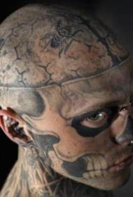 pola tato kepala dan wajah anak laki-laki zombie