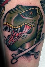 старо училиште крзно коска боја диносаурус главата шема на тетоважи