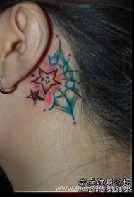 Head Tattoo Pattern: Head Color Pentagram Spider Web Tattoo Pattern