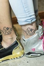 couple ankle cross English tattoo pattern