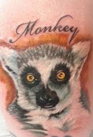 realističan realističan lemur avatar i pismo tetovaža uzorak