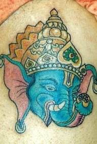 Modello del tatuaggio della testa blu del dio dell'elefante indiano
