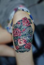 dij old school rose meisje geschilderd tattoo patroon