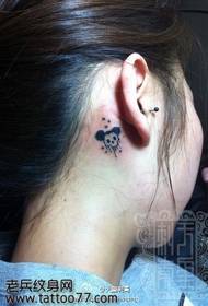 skönhet örat söt skalle tatuering mönster