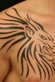 modello tatuaggio tribale testa di leone linea nera