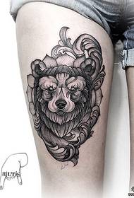 comb európai és amerikai medve vonal fekete fekete szürke tetoválás tetoválás minta