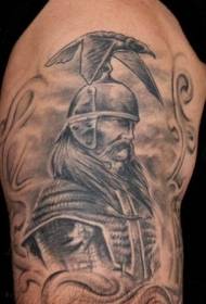 Great Warrior Bird Helmet Tattoo Patroon