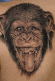 modello di tatuaggio testa scimpanzé smiley grigio posteriore