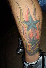 leg color pentagram tattoo picture