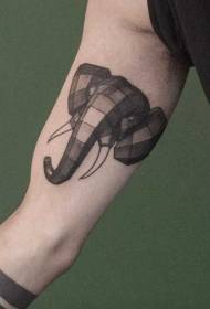 stor arm tecknad stil svart elefant huvud tatuering mönster